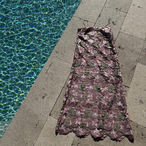 Anna Sui Floral Embroidered Lace Slip Dress Size Small